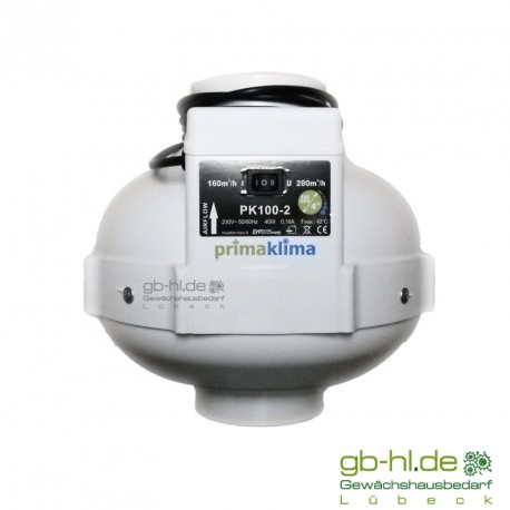 Rohrventilator PrimaKlima 100mm 250mm Leistung von 280m³ 1450m³